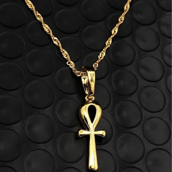 ANKH NECKLACE 24k gold plated and free Africa map necklace - Picture 6 of 7